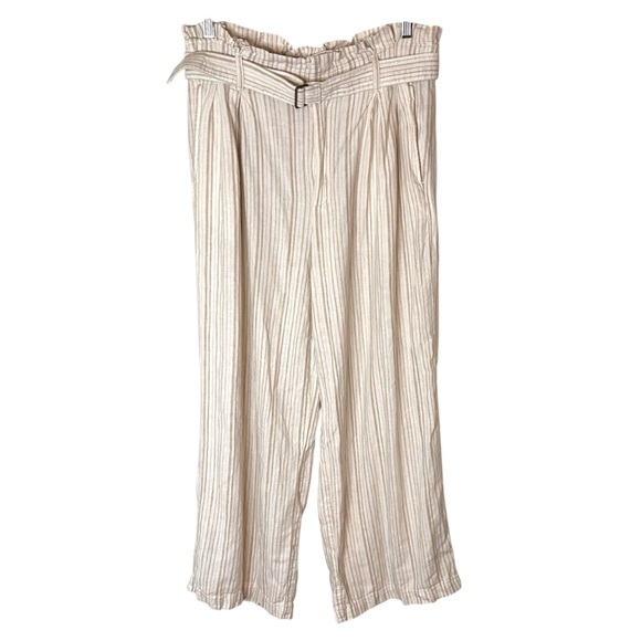 Banana Republic Women's Linen Blend Paperbag Wide Leg Pant- Size 10 - Picture 2 of 11